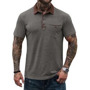 قميص البولو للرجال القميص التكتيكي الجولف الجولف مع جيب (S-XXL)