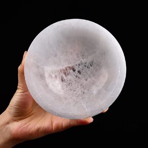 AMOYSTONE Selenite Charging Diamond Shaped Bowl 4"- Polished Selenite Crystal Charge Station for Cleansing Energy in Kuwait