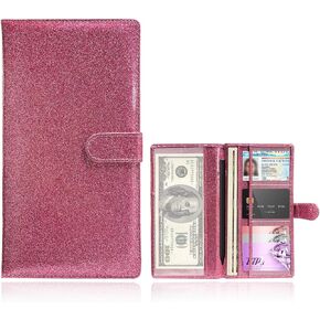 Car Registration and Insurance Holder, PU Leather Vehicle Glove Box Organizer with Magnetic Shut, Wallet Case for Insurance Card Driver License Document, Car Accessories (Beige, Matte)