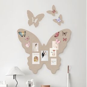 4Pcs Pin Board Butterfly Cork Board 16x19 Inch Foldable Butterfly Wings Felt Bulletin Boards 3D Butterflies Wall Decoration Corkboard for Bedroom School Office Home Decor (Beige)