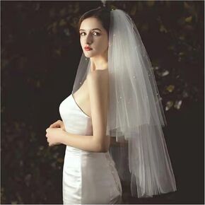 Jaciya 4-Layer Pearl Wedding Veil - Bridal Veil for Brides & Bachelorette Parties - Bachelorette Party Favors