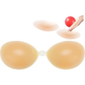 Double Sided Sticky Bra - Silicone Push up Adhesive Bra for Strapless Backless Dress Tops Invisible Bra for Women