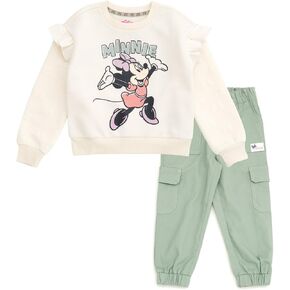 Disney Junior Fleece Sweatshirt and Twill Jogger Pants Outfit Set Toddler to Big Kid Sizes (2T - 14-16)