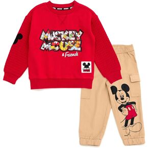 Disney Junior Fleece Sweatshirt and Twill Jogger Pants Outfit Set Toddler to Big Kid Sizes (2T - 14-16) in Saudi Arabia