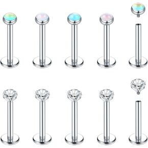 Xpircn 16G Lip Rings Medusa Piercing Jewelry Internally Threaded Flat Back Earrings Labret Monroe Studs Tragus Helix Cartilage Piercing Jewelry (16g, 10mm)