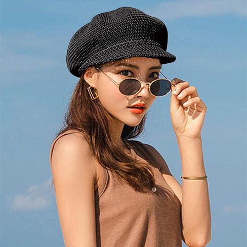 Womens Newsboy Cap Summer Straw Woven Beret Cap Vintage Visor Cap Cabbie Cap in Saudi Arabia