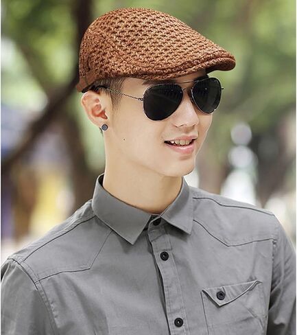 Unisex Summer Newsboy Hats Mesh Beret Ivy Cap Cabbie Driving Hunting Flat Cap in Saudi Arabia