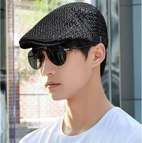 Unisex Summer Newsboy Hats Mesh Beret Ivy Cap Cabbie Driving Hunting Flat Cap in Saudi Arabia