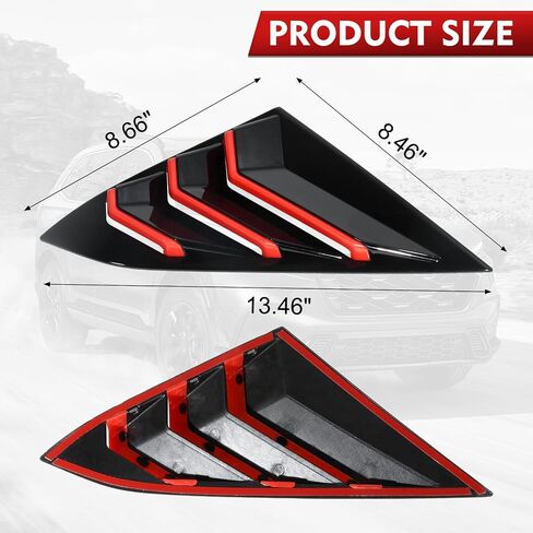 Flixon for 10th Gen Civic Rear Side Window Louvers Air Vent Scoop Shades Cover Blinds Compatible with Honda Civic Sedan 2021-2016 Racing Style Triangular Window Louvers Blinds Civic (Carbon Fiber Red) in Saudi Arabia