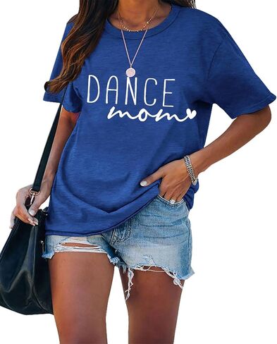 Womens Dance Mom Shirt Crewneck Short Sleeve Casual Tshirt Summer Pullover Graphic Tees in Saudi Arabia