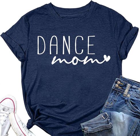 Womens Dance Mom Shirt Crewneck Short Sleeve Casual Tshirt Summer Pullover Graphic Tees in Saudi Arabia