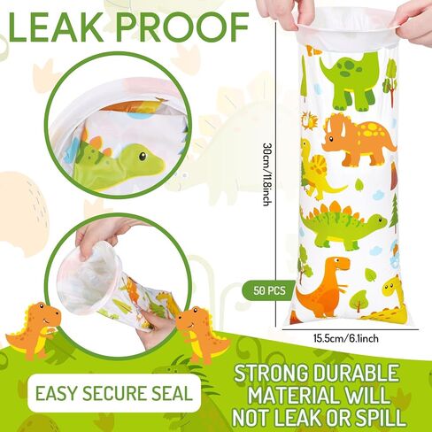 50Pcs Kids Vomit Bags Disposable Cartoon Emesis Bags Leak Proof Self Sealing Barf Bags Portable Throw Up Bags for Motion Car Air Sea Sickness Nausea Travel in Saudi Arabia