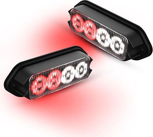 2-Pack Amber Strobe Lights Grille Lamp Surface Mount Flashing Lights LED Emmergency Warning Lights Compatible for Trucks Vehicles Police Motorcycle Drone Aircraft Bike(Amber White) in Saudi Arabia