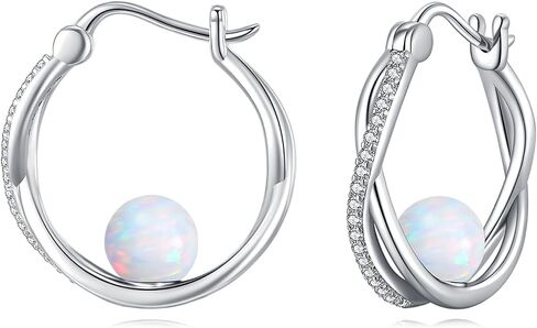 Opal/Lapis Lazuli/Turquoise/Moonstone/Amethyst/Onyx Earrings for Women Sterling Silver Hoop/Stud Earrings Pearl Jewelry Gift for Women in Kuwait