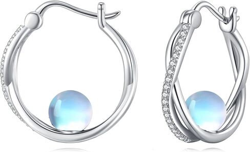 Opal/Lapis Lazuli/Turquoise/Moonstone/Amethyst/Onyx Earrings for Women Sterling Silver Hoop/Stud Earrings Pearl Jewelry Gift for Women in Kuwait
