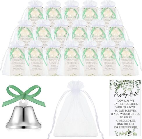 Fumete 300 Pieces Wedding Bells Party Favors for Guests with Cards and Carry Bags Mini Silver Kissing Bells Reception Supplies in Saudi Arabia
