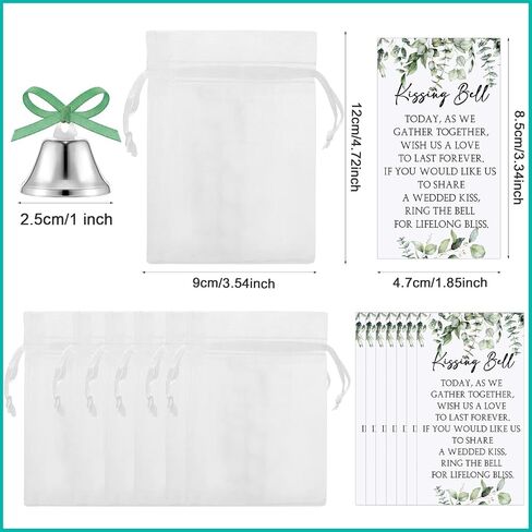 Fumete 300 Pieces Wedding Bells Party Favors for Guests with Cards and Carry Bags Mini Silver Kissing Bells Reception Supplies in Saudi Arabia