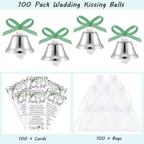 Fumete 300 Pieces Wedding Bells Party Favors for Guests with Cards and Carry Bags Mini Silver Kissing Bells Reception Supplies in Saudi Arabia