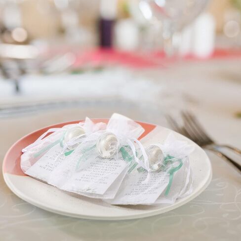 Fumete 300 Pieces Wedding Bells Party Favors for Guests with Cards and Carry Bags Mini Silver Kissing Bells Reception Supplies in Saudi Arabia