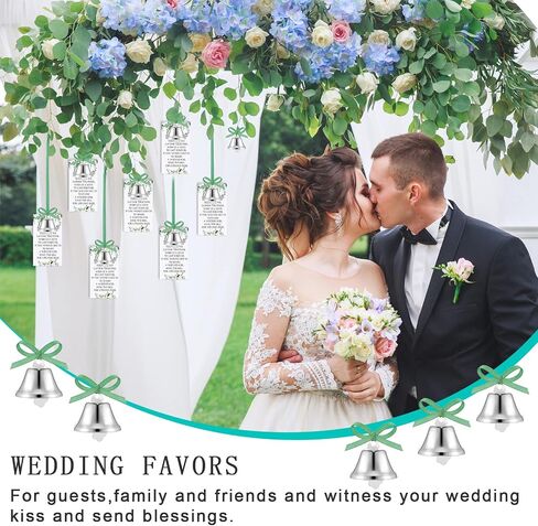 Fumete 300 Pieces Wedding Bells Party Favors for Guests with Cards and Carry Bags Mini Silver Kissing Bells Reception Supplies in Saudi Arabia