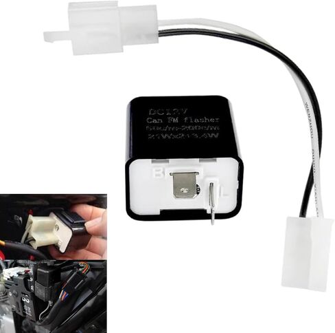 1 PC LED Flasher Relay ، 2-Pin Electronic LED TELL RELAY ، مفتاح فلاش Hyper قابل للتعديل لإشارات الدوران ، موصل وميض إلكتروني إلكتروني لمعظم الدراجات النارية (أسود) in Saudi Arabia