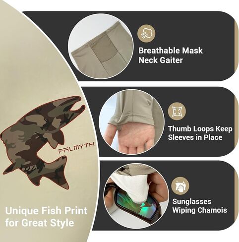 Palmyth Fishing Hoodie for Men Long Sleeve with Mask Sun Protection UV UPF 50+ Shirts Neck Gaiter in Saudi Arabia