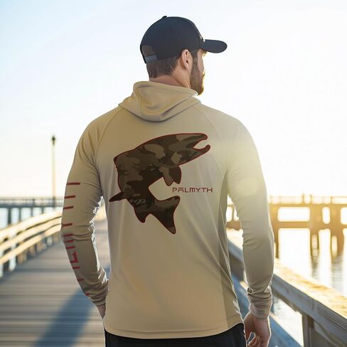Palmyth Fishing Hoodie for Men Long Sleeve with Mask Sun Protection UV UPF 50+ Shirts Neck Gaiter in Saudi Arabia