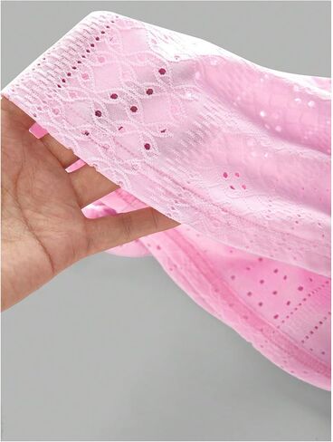 Floerns Girl's Eyelet Embroidery Sleeveless Halter Vest Solid Ruched Crop Tank Top in Saudi Arabia