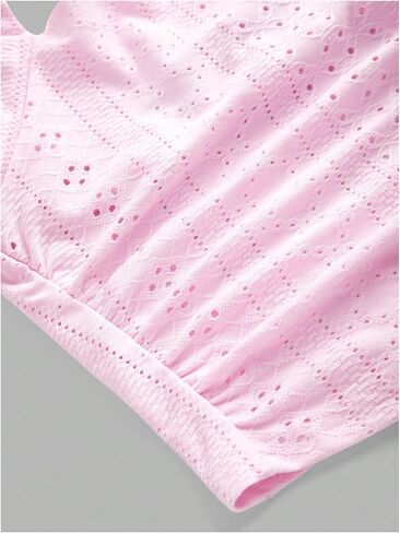 Floerns Girl's Eyelet Embroidery Sleeveless Halter Vest Solid Ruched Crop Tank Top in Saudi Arabia