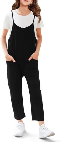 Kislio Girl's Casual Sleeveless Jumpsuits Spaghetti Strap Loose Romper Kids Long Pants with Pockets Summer Clothes Outfits in Kuwait