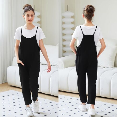 Kislio Girl's Casual Sleeveless Jumpsuits Spaghetti Strap Loose Romper Kids Long Pants with Pockets Summer Clothes Outfits in Kuwait