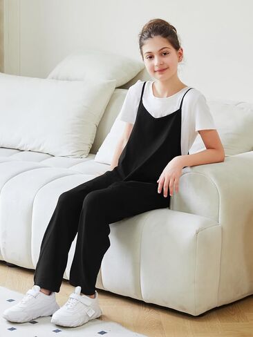 Kislio Girl's Casual Sleeveless Jumpsuits Spaghetti Strap Loose Romper Kids Long Pants with Pockets Summer Clothes Outfits in Kuwait