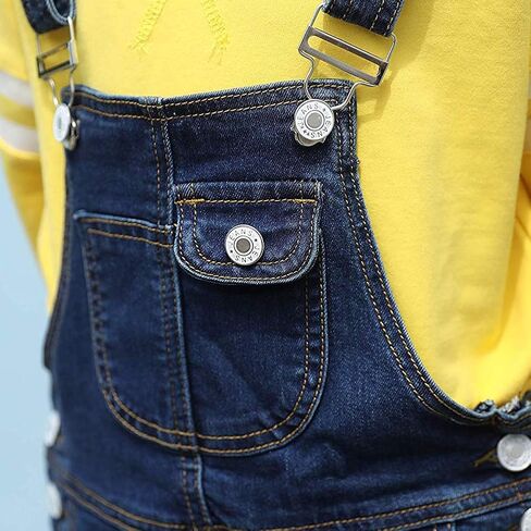3-14 Years Kids Big Girls Jumpsuits & Rompers Distressed Bib Denim Overalls Blue Long Jeans Stretchy Ripped Jeans in Kuwait
