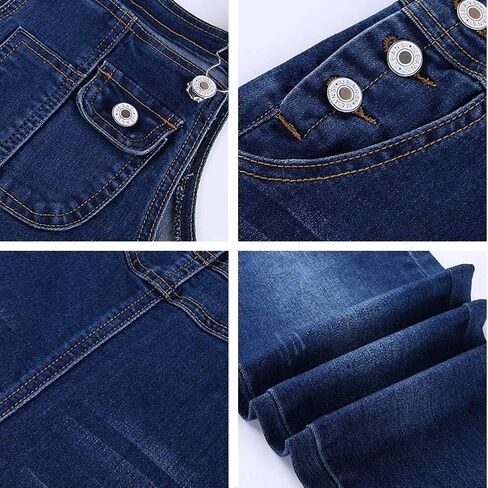 3-14 Years Kids Big Girls Jumpsuits & Rompers Distressed Bib Denim Overalls Blue Long Jeans Stretchy Ripped Jeans in Kuwait