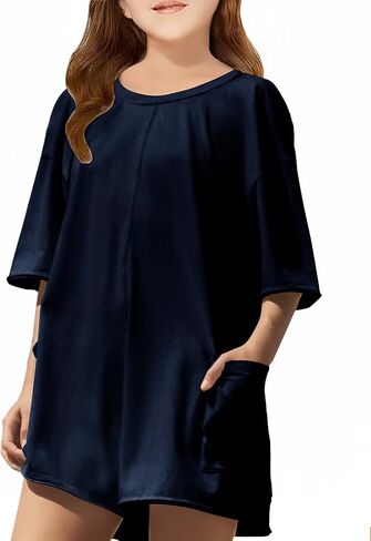 Girls Summer Casual Romper Short Sleeve Oversized Jumpsuit Kids Shorts Teens Fashion Cothes in Saudi Arabia