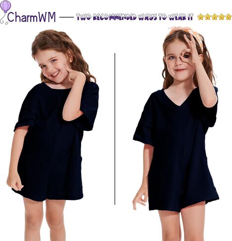 Girls Summer Casual Romper Short Sleeve Oversized Jumpsuit Kids Shorts Teens Fashion Cothes in Saudi Arabia