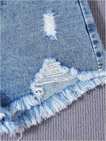 GORGLITTER Girl's Ripped Distressed Jean Shorts Raw Hem High Waist Straight Leg Denim Shorts in Saudi Arabia