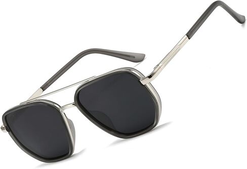 Square Retro Aviator Sunglasses for Women Trendy Womens Sunglasses Polarized UV Protection Tangle Free Metal Frame in Kuwait
