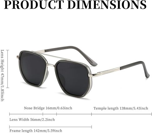 Square Retro Aviator Sunglasses for Women Trendy Womens Sunglasses Polarized UV Protection Tangle Free Metal Frame in Kuwait