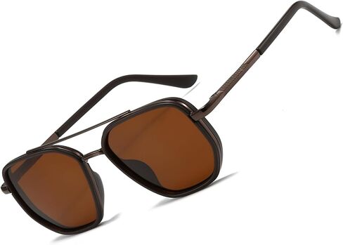 Square Retro Aviator Sunglasses for Women Trendy Womens Sunglasses Polarized UV Protection Tangle Free Metal Frame in Kuwait