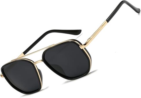 Square Retro Aviator Sunglasses for Women Trendy Womens Sunglasses Polarized UV Protection Tangle Free Metal Frame in Kuwait