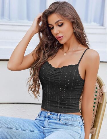 Avidlove الدانتيل Camisole للنساء معكرونة حزام دبابة أعلى v الرقبة العيينة أعلى بلا أكمام y2k كامي أعلى in Saudi Arabia