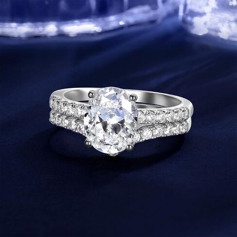 MDFUN 18K Yellow Gold Plated 7 * 9mm Oval Cubic Zirconia Two-in-One Wedding Band Engagement Promise Eternity Ring for Women in Saudi Arabia