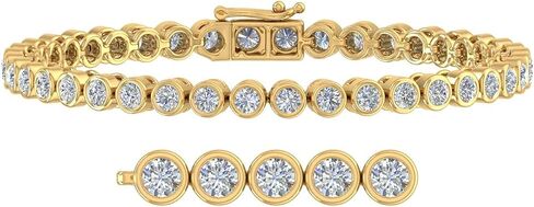 5 Carat Bezel Set Diamond Tennis Bracelet in 10K Gold (7.5 Inch) in Saudi Arabia