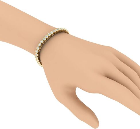 5 Carat Bezel Set Diamond Tennis Bracelet in 10K Gold (7.5 Inch) in Saudi Arabia