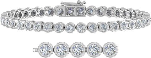 5 Carat Bezel Set Diamond Tennis Bracelet in 10K Gold (7.5 Inch) in Saudi Arabia