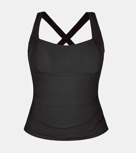 CUPSHE Women's Plus Size Tankini Top Swimsuit Only Scoop Neck Crisscross Back Ruching in Saudi Arabia