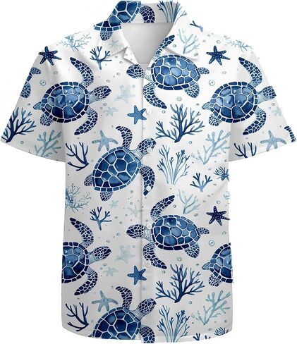 Mens Funny Hawaiian Shirts 3D Graphic Button Down Short Sleeve Tropical Holiday Beach Aloha Shirt in Saudi Arabia