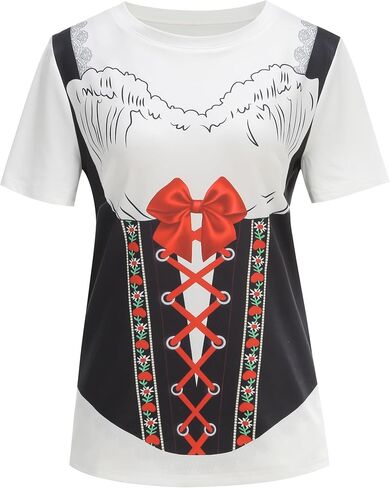 yolsun Bavarian Oktoberfest T-Shirts for Women, Adult 3D Dirndl Costume T-Shirt for Oktoberfest Carnival in Saudi Arabia