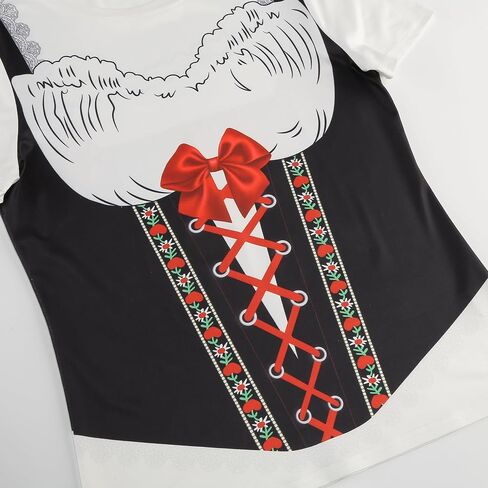 yolsun Bavarian Oktoberfest T-Shirts for Women, Adult 3D Dirndl Costume T-Shirt for Oktoberfest Carnival in Saudi Arabia